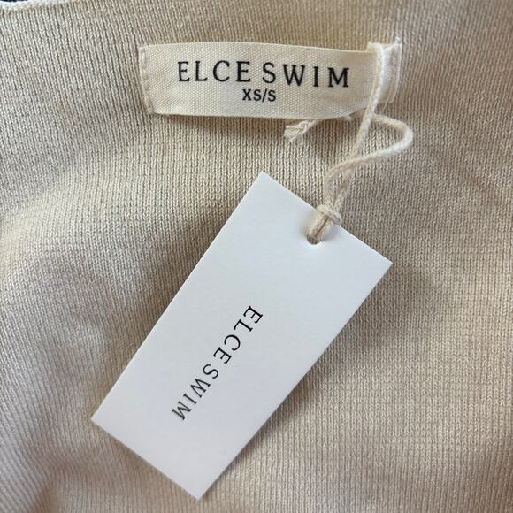 Elce Swim Inka Single Button Short Sleeve V-Neck Knit Shirt Top Milk XS/S NWT - Picture 5 of 6